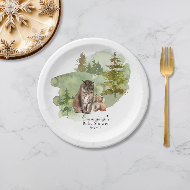 Adventure Begins Rustic Lynx Paper Plate (Creator Uploaded)