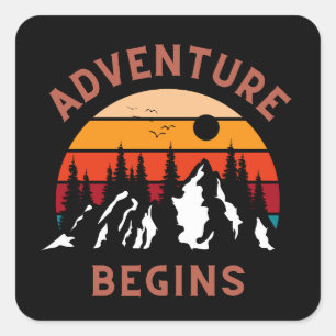 Adventure Begins Square Sticker