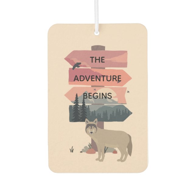 Adventure Begins Travel Sign Post Wilderness Car Air Freshener (Front)