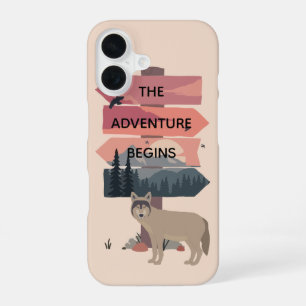 Adventure Begins Travel Sign Post Wilderness iPhone 16 Case