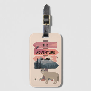 Adventure Begins Travel Sign Post Wilderness Luggage Tag