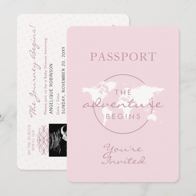 Adventure Begins Travel Theme Passport Baby Shower Invitation (Front/Back)