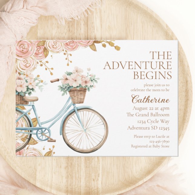 Adventure Begins Vintage Bike Baby Shower  Invitation (Creator Uploaded)
