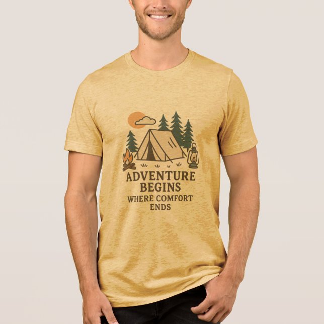 Adventure Begins Where Comfort Ends T-Shirt Tri-Blend Shirt (Front)