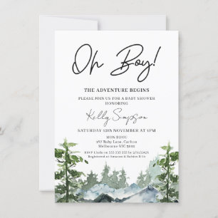 Adventure Begins Wilderness Mountain Baby Shower Invitation
