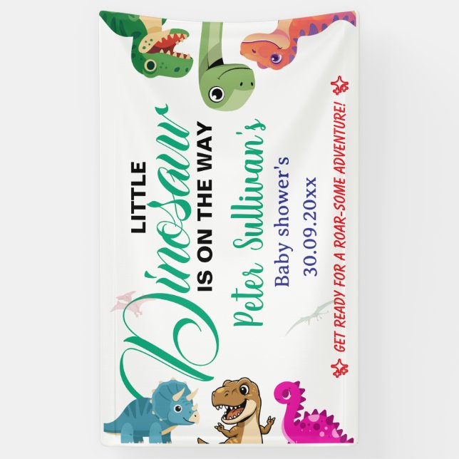 Adventure Begins With Baby Dino Banner (Vertical)