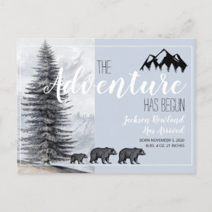 Adventure Begins Woodland Bears Birth Announcement