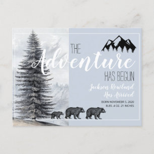 Adventure Begins Woodland Bears Birth Announcement