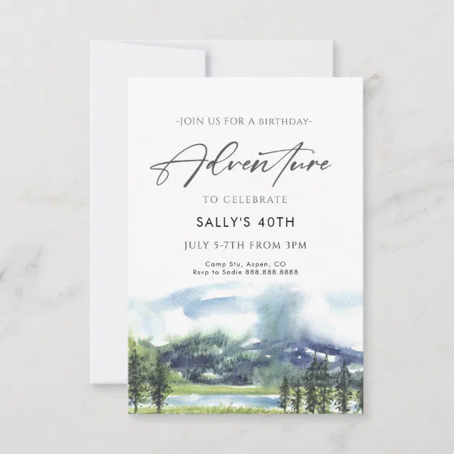 Adventure Birthday Invitation with Mountains | Zazzle