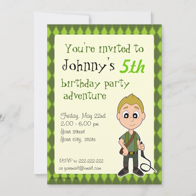 Adventure boy birthday print invitations (Front)