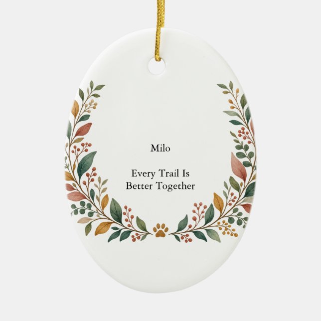 Adventure Buddy Botanical Ceramic Oval Tree Decoration (Front)