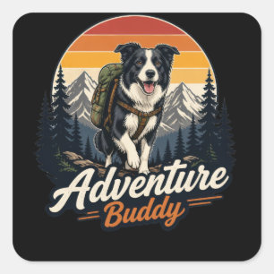 Adventure Buddy Dog  Square Sticker