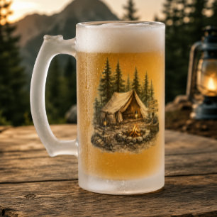 Adventure Cabin Trip Bachelor Party Rustic Camping Frosted Glass Beer Mug