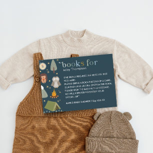 Adventure Camping Boy Blue Books Baby Request Enclosure Card
