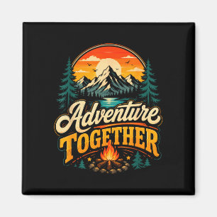 Adventure camping mountain together family magnet