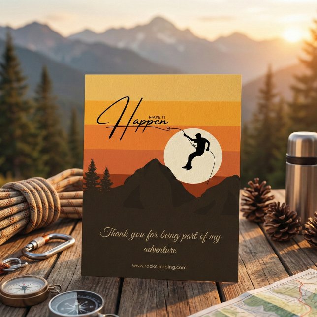 Adventure Climbing Mountain Sunset Thank You Card (Creator Uploaded)