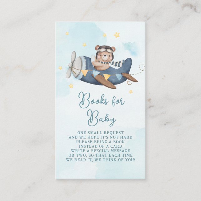 Adventure Cute Bear Blue Plane Books for Baby Enclosure Card (Front)