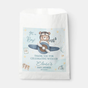Adventure Cute Bear Blue Plane Oh Boy Baby Shower Favour Bags