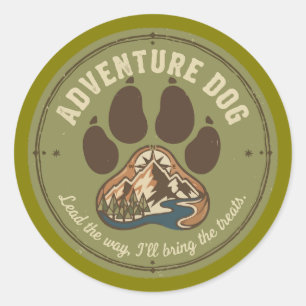 Adventure Dog Hiking Retro Badge - Lead The Way Classic Round Sticker