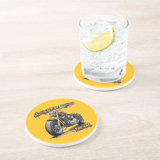 Adventure Dream Ride – Vintage Chopper Motorcycle  Coaster (Side)