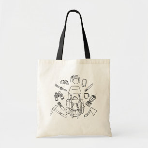 Adventure Essentials Tote Bag Hand-Drawn Hiking
