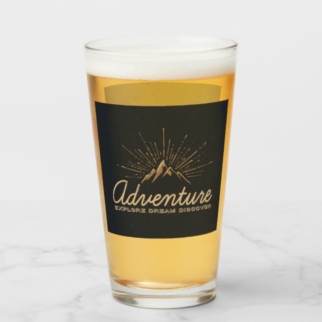 Adventure Explore Dream Discover Typography Glass (Front Filled)