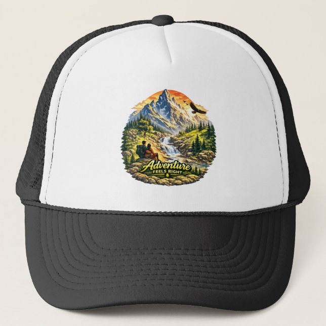 Adventure Feels Right Coastal Trucker Hat USA (Front)