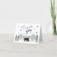 Adventure Folded Thank You Card Black Bear Navy