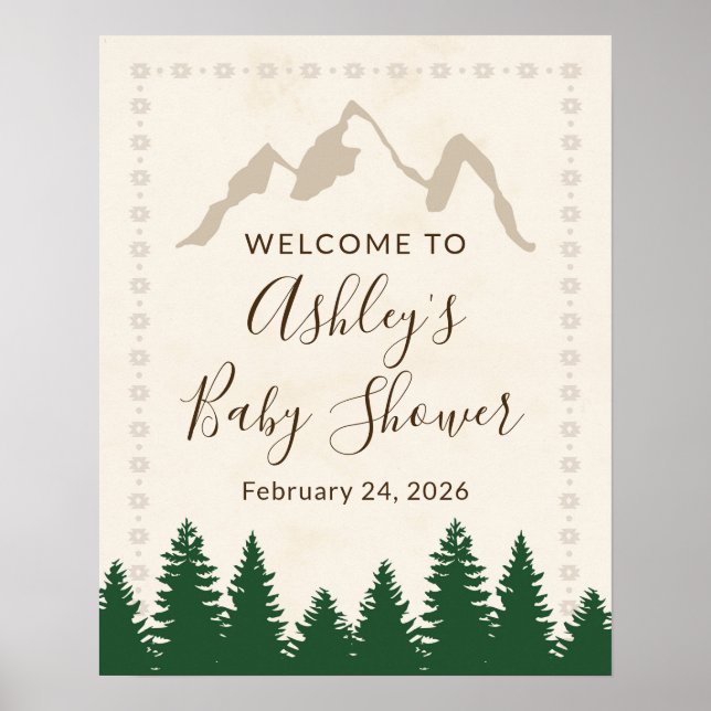 Adventure Forest Baby Shower Welcome Sign (Front)