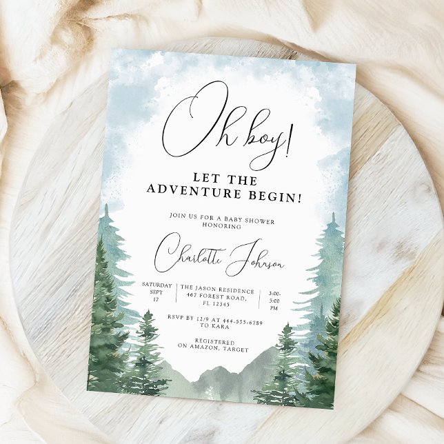 Adventure Forest Boy Baby Shower Invitation (Creator Uploaded)