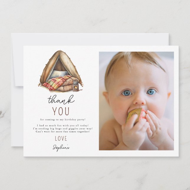 Adventure Forest Camper Birthday Thank You Card (Front)