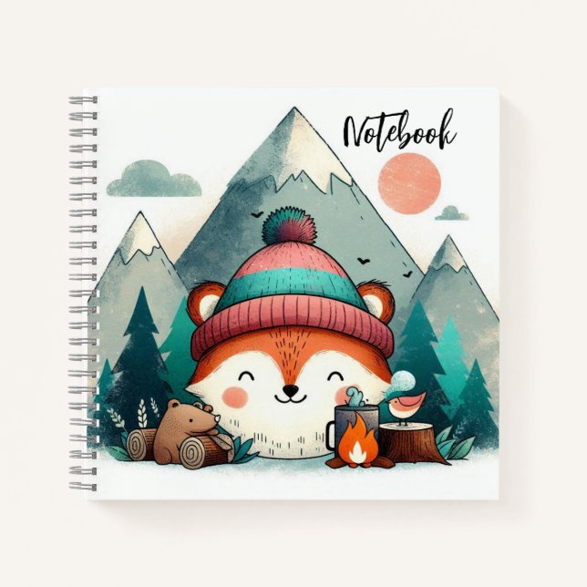  Adventure Fox – Winter Camping Cosy Notebook (Front)