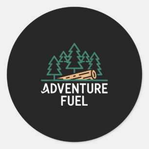 Adventure fuel minimalist line art weekend camper classic round sticker