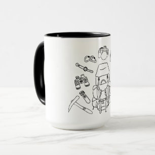 Adventure Gear Line Art Hiking Essentials Mug