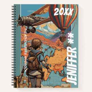 Adventure Girl Notebook, Personalised Travel Theme Notebook