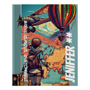 Adventure Girl, Personalised Travel Theme Poster