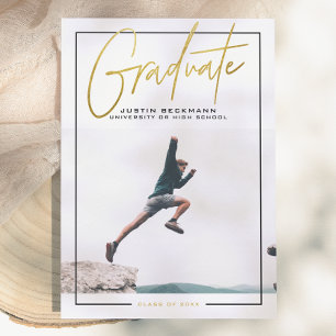 Adventure   Gold Photo Graduation Announcement