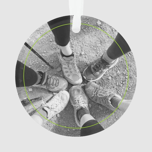 Adventure Hiking Boots Personalised Name Photo Ornament (Back)