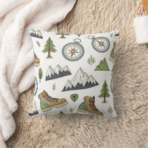 Adventure Hiking Seamless Pattern Cushion
