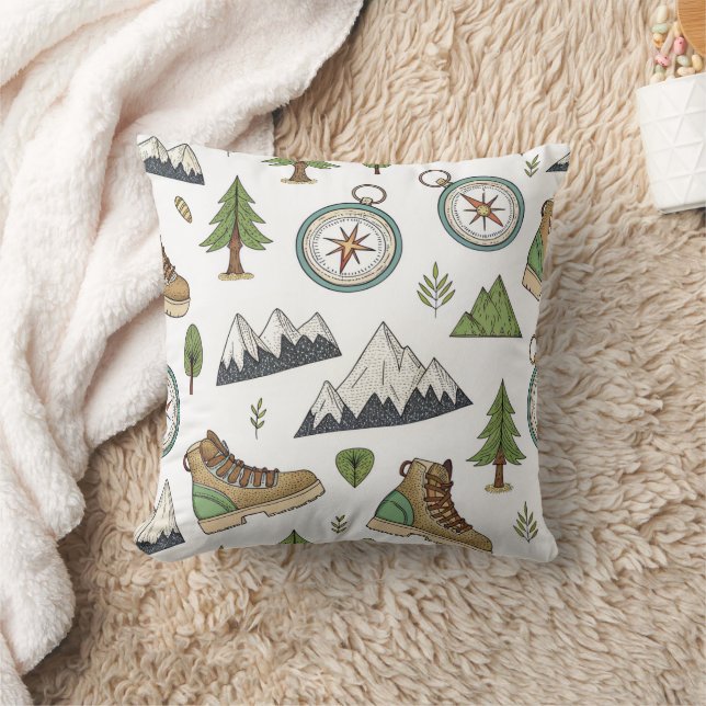 Adventure Hiking Seamless Pattern Cushion (Blanket)