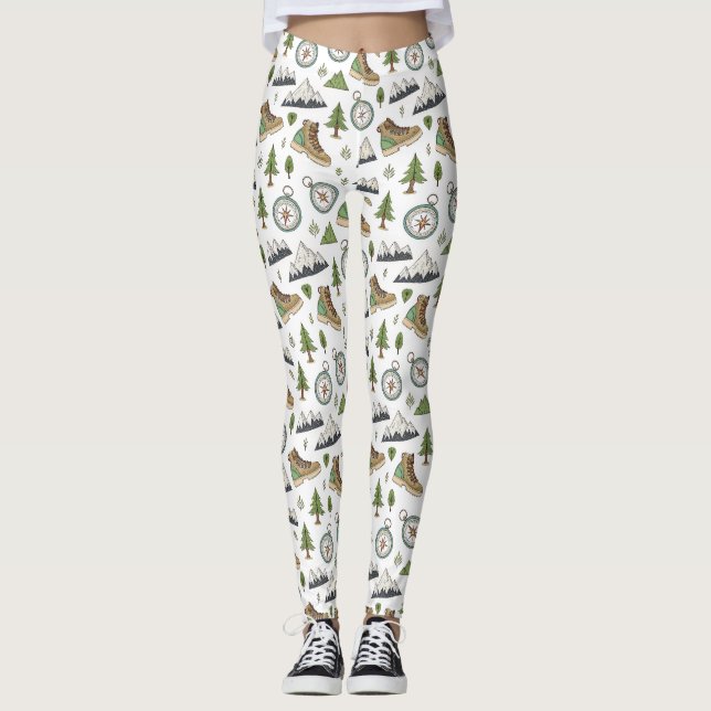 Adventure Hiking Seamless Pattern Leggings (Front)