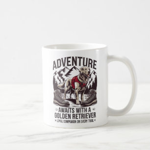 Adventure Hiking with Golden Retriever Design Coffee Mug