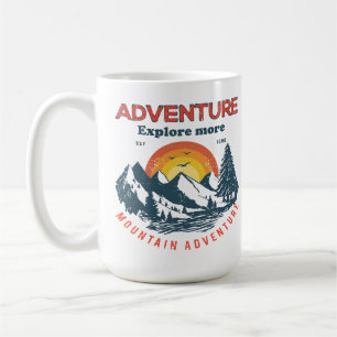 Adventure Horizon: Retro Mountain Expedition Coffee Mug
