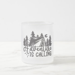 Adventure Is Calling Frosted Glass Coffee Mug