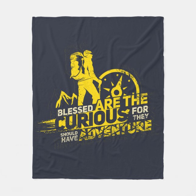 Adventure is Calling Hiking Gag Novelty Fleece Blanket (Front)