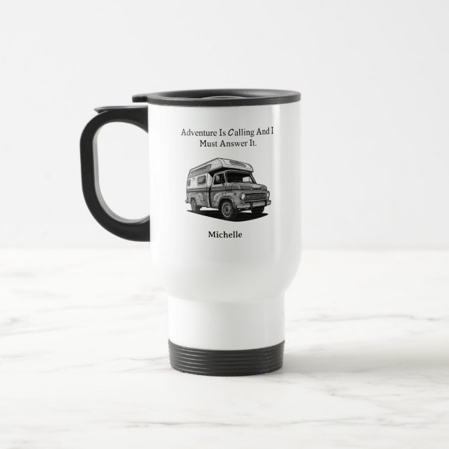 Adventure Is Calling I Must Answer Explore Outdoor Travel Mug (Left)