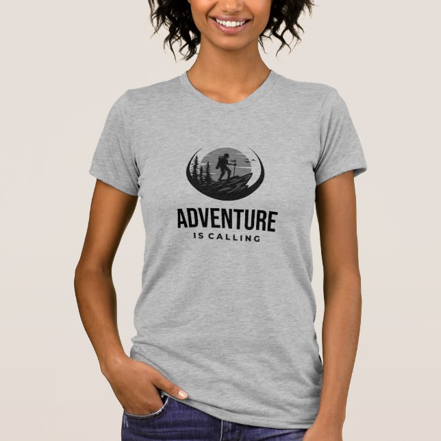 Adventure is Calling Inspirational Adventure Hike T-Shirt (Front)