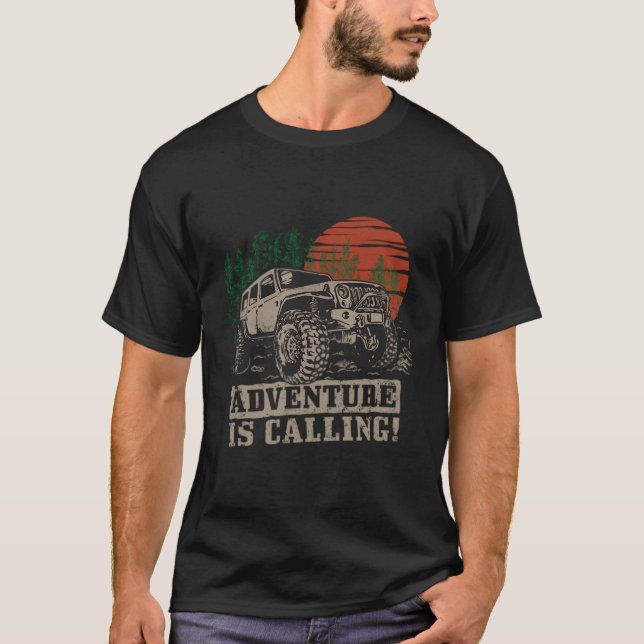 Adventure Is Calling Mud Ride Utv Sxs Offroad Retr T-Shirt (Front)