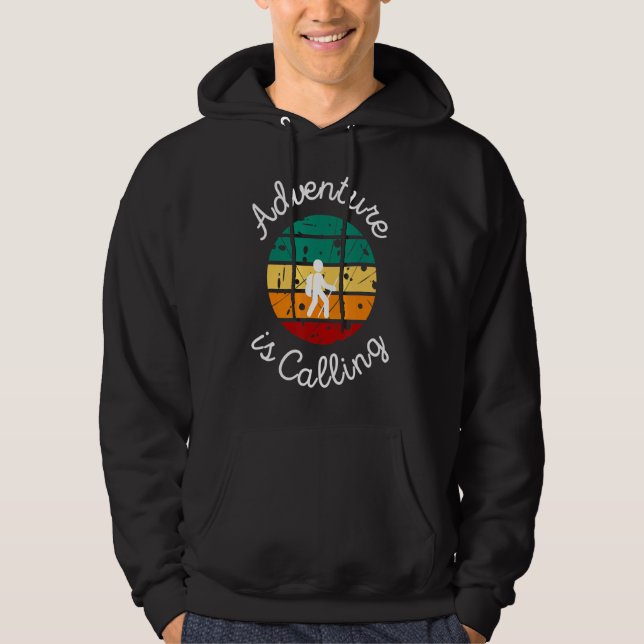 Adventure Is Calling Nature Hiker Vintage Sunset Hoodie (Front)