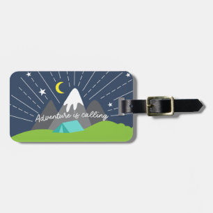 Adventure is Calling Tent Camping Mountains Luggage Tag
